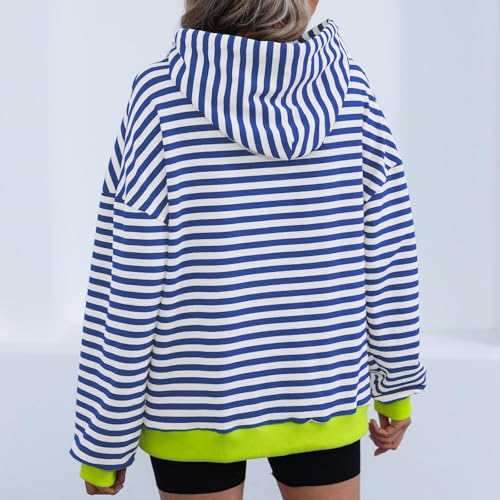 Moletom feminino listrado outono 2024 moderno com cordão pulôver moletom com capuz grande roupas com