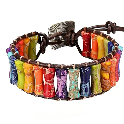 Image of Plumiss Women Boho Handmade Natural Stone Crystal Leather Bead Wrap Bracelets Collection