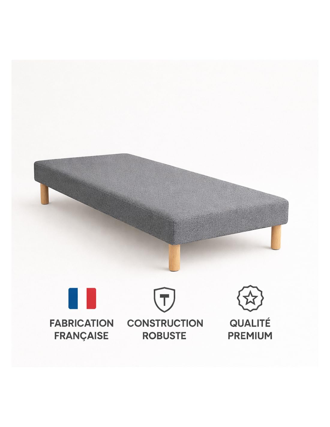 by sommiflex SOMMIER TAPISSIER Gris 90x200 cm | Fabrication FRANÇAISE Artisan