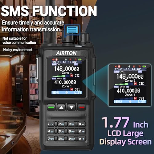 Airiton DM-168 DMR Radio DMR & Analog Handheld Ham Radio Dual Band with Noise Reduction Walkie Talkies 10K Talk Groups, 2 Batteries, 3 Antennas, USB-C Charging & Programming for Hunting Team Work - Thumbnail 6