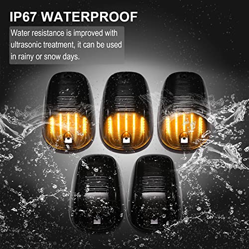 R&F Auto 5Pcs Smoked Led Cab Roof Marker Lights Compatible With Ram 1500 2500 3500 (2003-2018) Pickup Trucks Roof Running Lamps #TOP6
