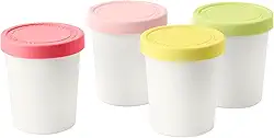 Tovolo Sweet Treat, conjunto de 4 mini banheiras de 170 g, tampa de silicone de ajuste apertado, recipiente de sorvete reutilizável de fácil empilhamento, 170 g, sortido