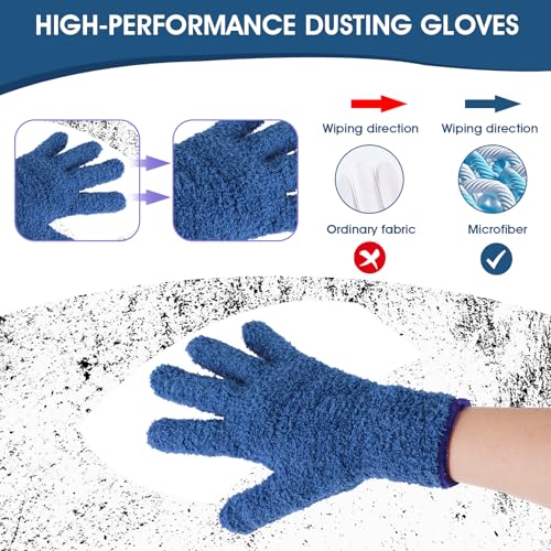 Gjinxi 2Pairs Microfiber Dusting Gloves Washable Cleaning Gloves Reusable for Plant Dusting Wash Mitt Dusting Mitt for House Blinds Car Plants - Image 4