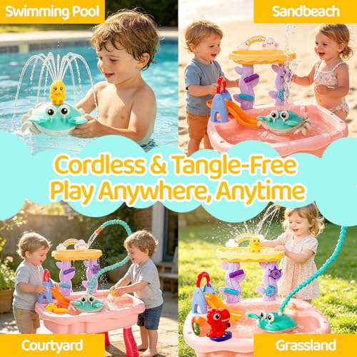 Image of 2026 Upgrade Water Table Pump, Rechargeable Crab Water Pump for Kids, Battery Powered 3 Modes Spray 2 Flow Settings, Continuous Flow 8 Hours, IP67 Waterproof, Boys Girls Summer Bathtubs, Pool Toy
