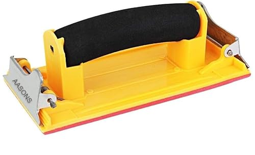 AASONS Handle Sander With Sponge Sandpaper Holder Manual Detail Sanders Soft Grip Handle Sander Tool Hand Sanding Wall/Metal/Wood (7” x 3.6”)
