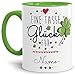 Produktbild Tasse mit Spruch - eine Tasse Glück für - mit Wunschname von Wunschname - Geschenkidee für Freunde zum selbst Gestalten - Innen & Henkel Hellgrün, 300 ml