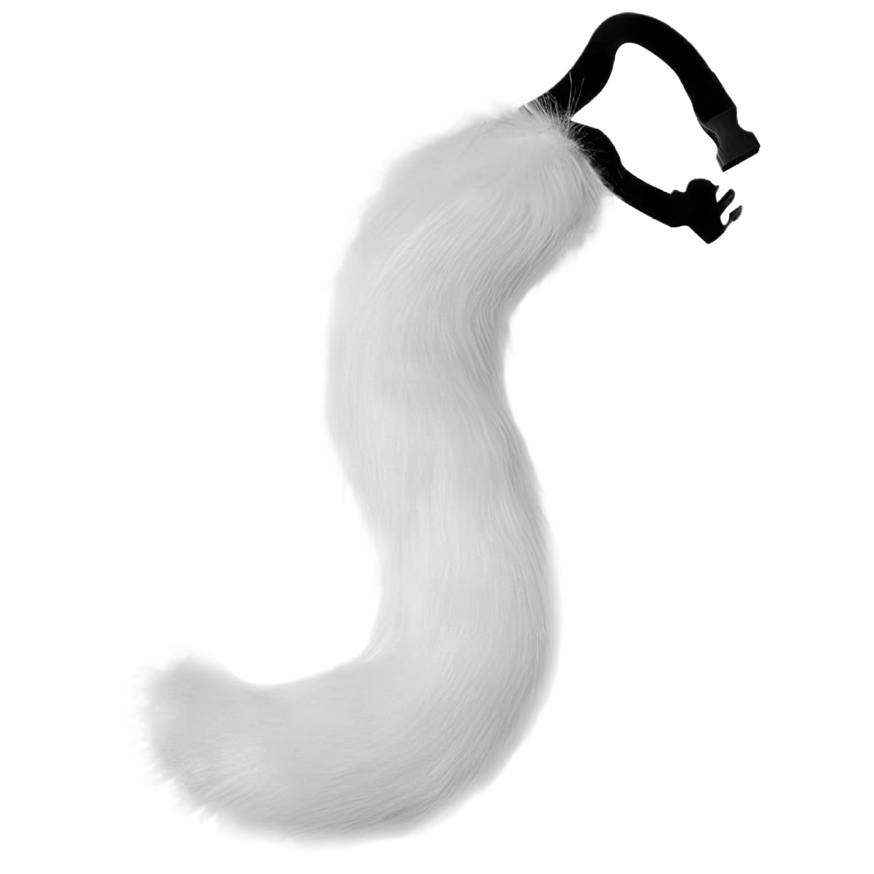 BEAHING Fox Tail Artificial, 20inch Furry Tail Realistic Faux Fur with Adjustable Waist Belt Built-in Frame for Cosplay Halloween White