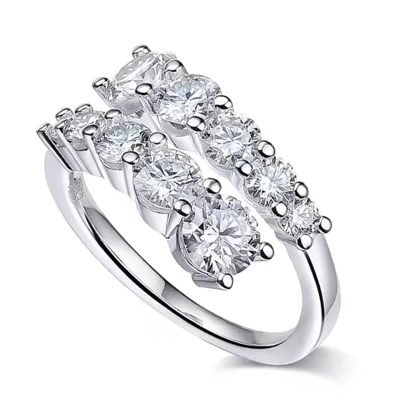 Moissanite Engagement Rings, 3.26cttw D Color VVS1 925 Sterling Silver Wedding Promise Eternity Band Rings for Women