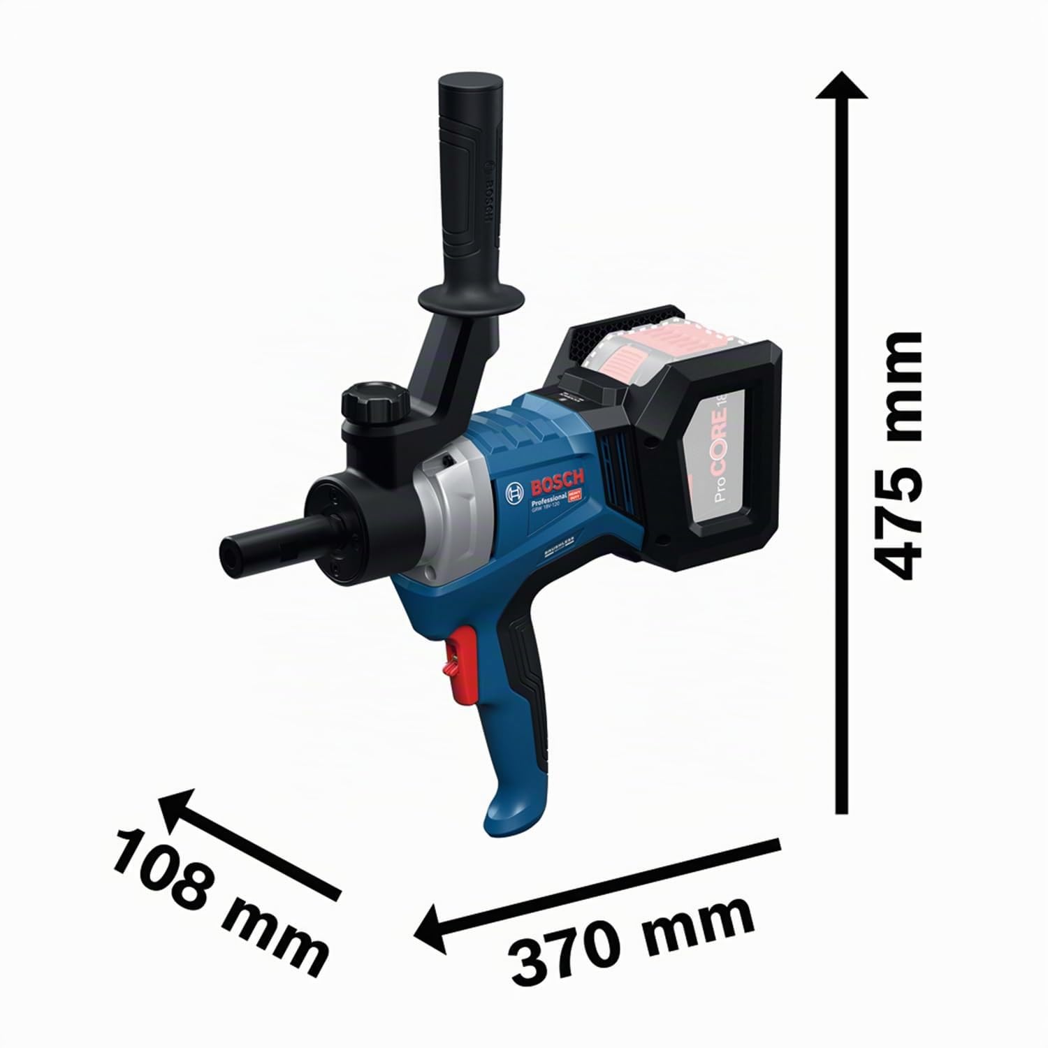 Bosch Professional 18V System Akku-Rührwerk GRW 18V-120 (inkl. 1x Verlängerung 13 cm (M14-M14), 2x Schlüssel (22/24))