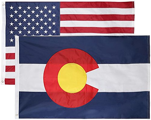 Cascade Point Flags State of Colorado + USA 4x6 Feet Combo Pack – Embroidered 210D Nylon with Sewn Panels