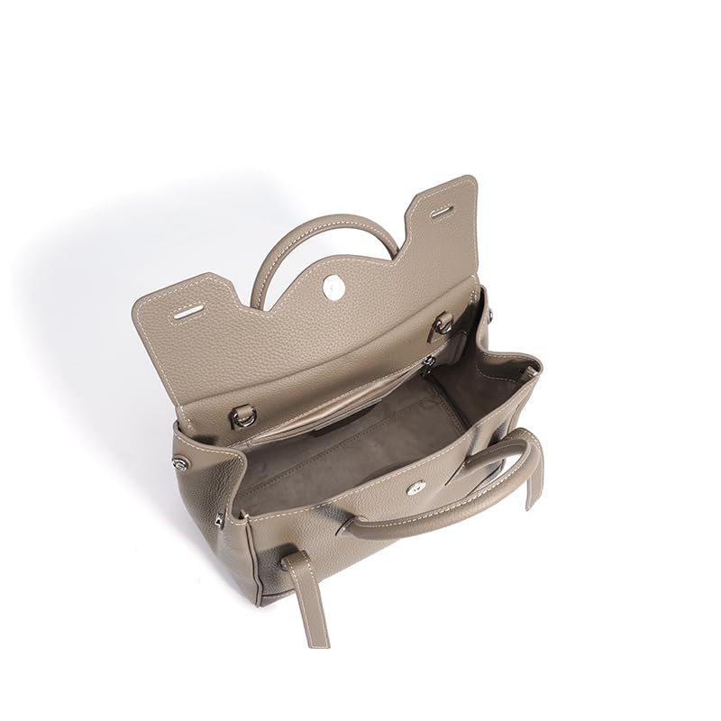 JIUFENG Women's Top Handle Satchel With Detachable Strap,Lychee Pattern Genuine Leather Fashion Crossbody Slingbag3