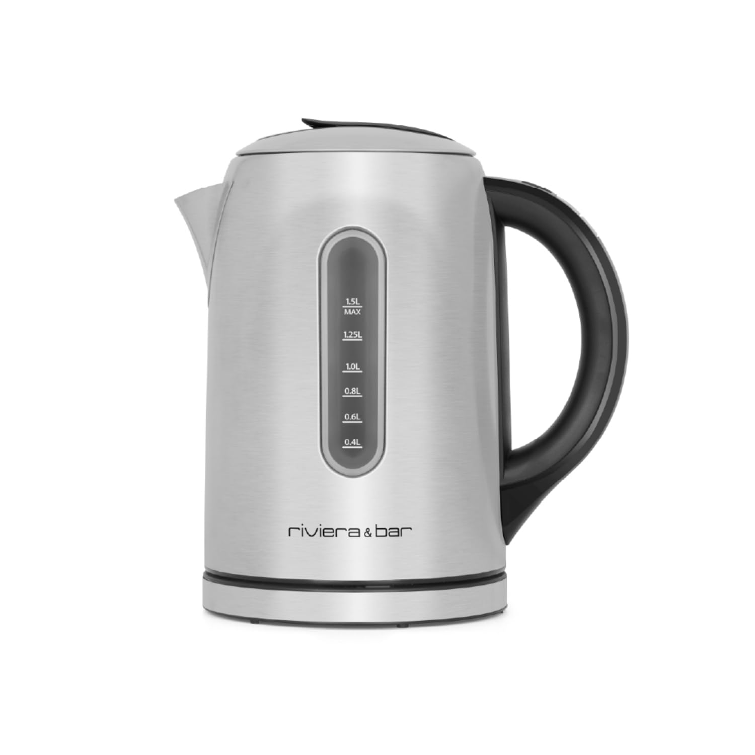 riviera&bar Bouilloire LOUNA à Température Réglable - Inox Satiné, Écran Rétroéclairé, Socle Pivotant 360°, Sécurité Anti-Surchauffe, Maintien au Chaud 30 Min - 1,5L - Inox