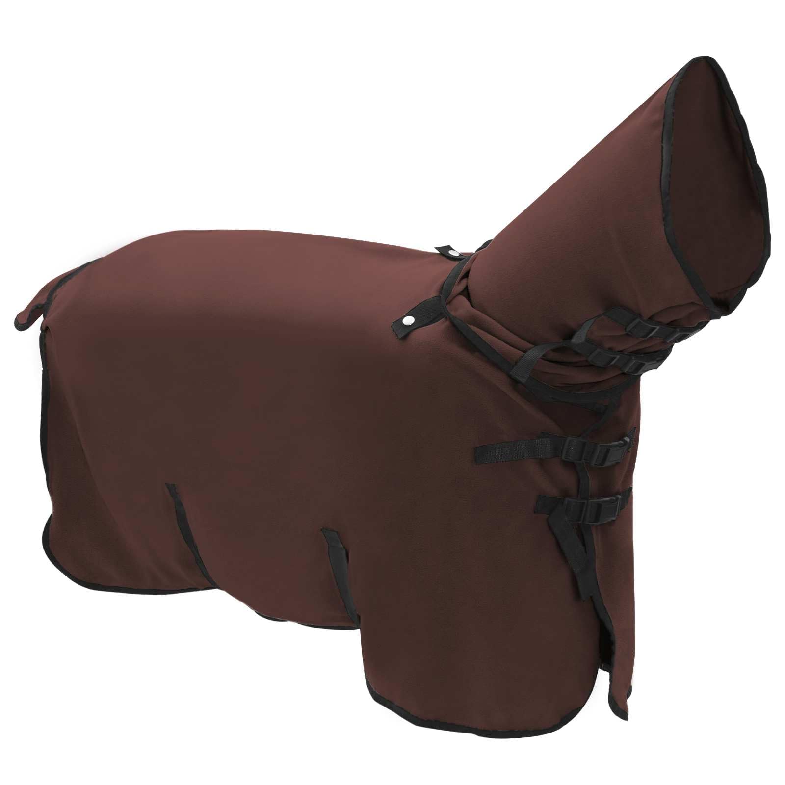 Manta para caballo, 115 cm, poliéster, transpirable, ligera, para entrenamiento, establo y transporte, sin cubierta para el cuello, color marrón oscuro
