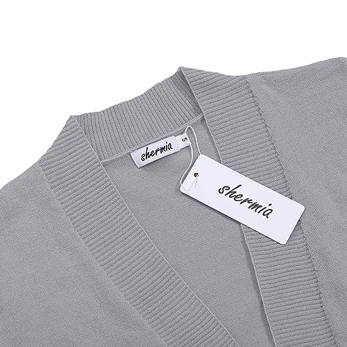Image of Women's 3 /4 Sleeve Cropped Cardigan Sweater Open Front Short Shrugs Cardigans Lightweight Sweaters