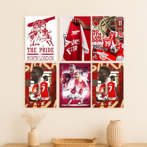 Wallgasm Arsenal Set of 6, 8x12 inch (A4 Size) 300 GSM | Football | The Gunners Posters | Arsenal | Sports Posters Wall Art For Bedroom, Living room