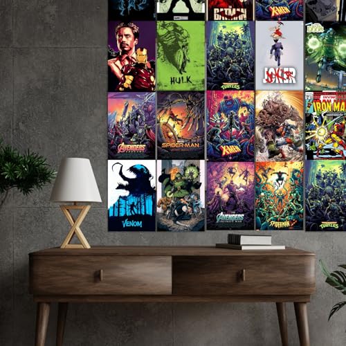 Image of Paper Anime Posters, Set of 10 Mix| posters for wall, Self Adhesive, A4 Size |Anime Posters For Gaming Room, Various Anime characters (Superhero A4 2)