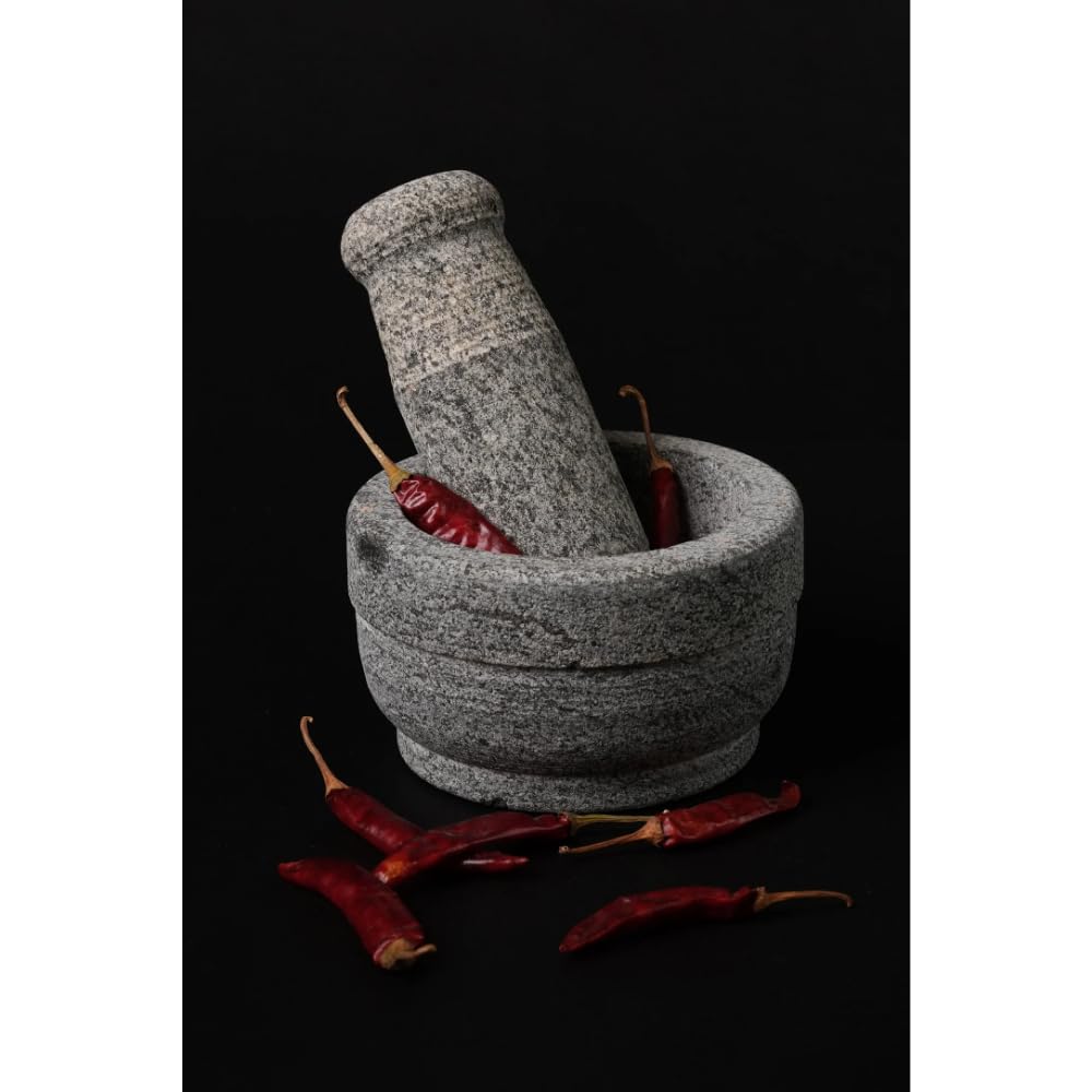 80s COOKWARE Stone Mortar & Pestle Set – 5 Inch (Grey) | Traditional Khalbatta/Okhli Masher for Spices, Herbs & Home Use | Natural Musal Grinder with Well-Designed Finish for Kitchen 80s COOKWARE Stone Mortar & Pestle Set – 5 Inch (Grey) | Traditional Khalbatta/Okhli Masher for Spices, Herbs & Home Use | Natural Musal Grinder with Well-Designed Finish for Kitchen