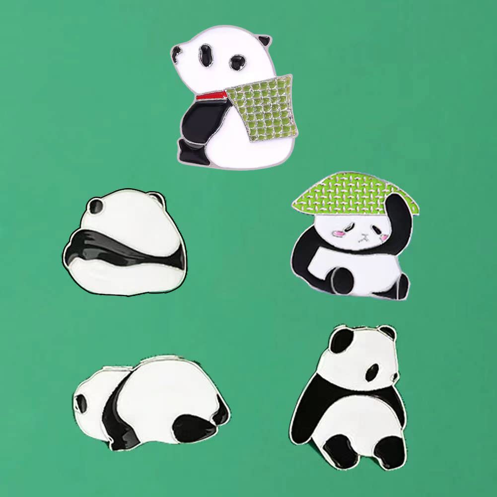 Lindos pines esmaltados de panda, broche de dibujos animados divertidos, alfileres de mochila Kawaii Panda Bear Juego de pines de solapa para amantes de panda, regalo de joyería, Metal, No es una 7