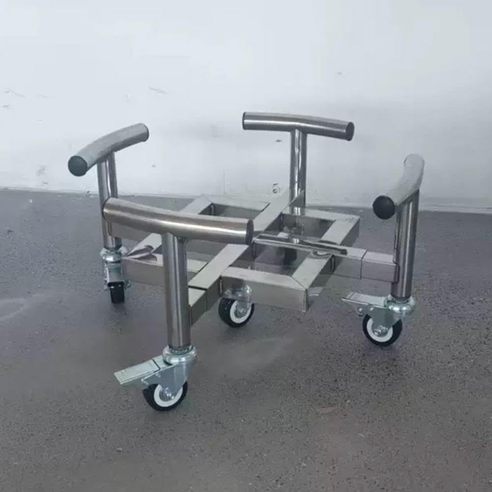Chariot Porte-Pot Fleurs Réglable Acier Inoxydable, Roulant Robuste