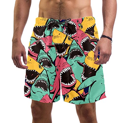 Maillots de bain pour hommes HadHfun short de plage requins colorés