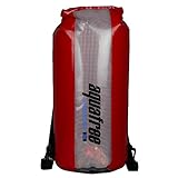 Aquafree アウトドア防水バッグ 36L レッド 密封防水 円筒型 透明グリッド素材