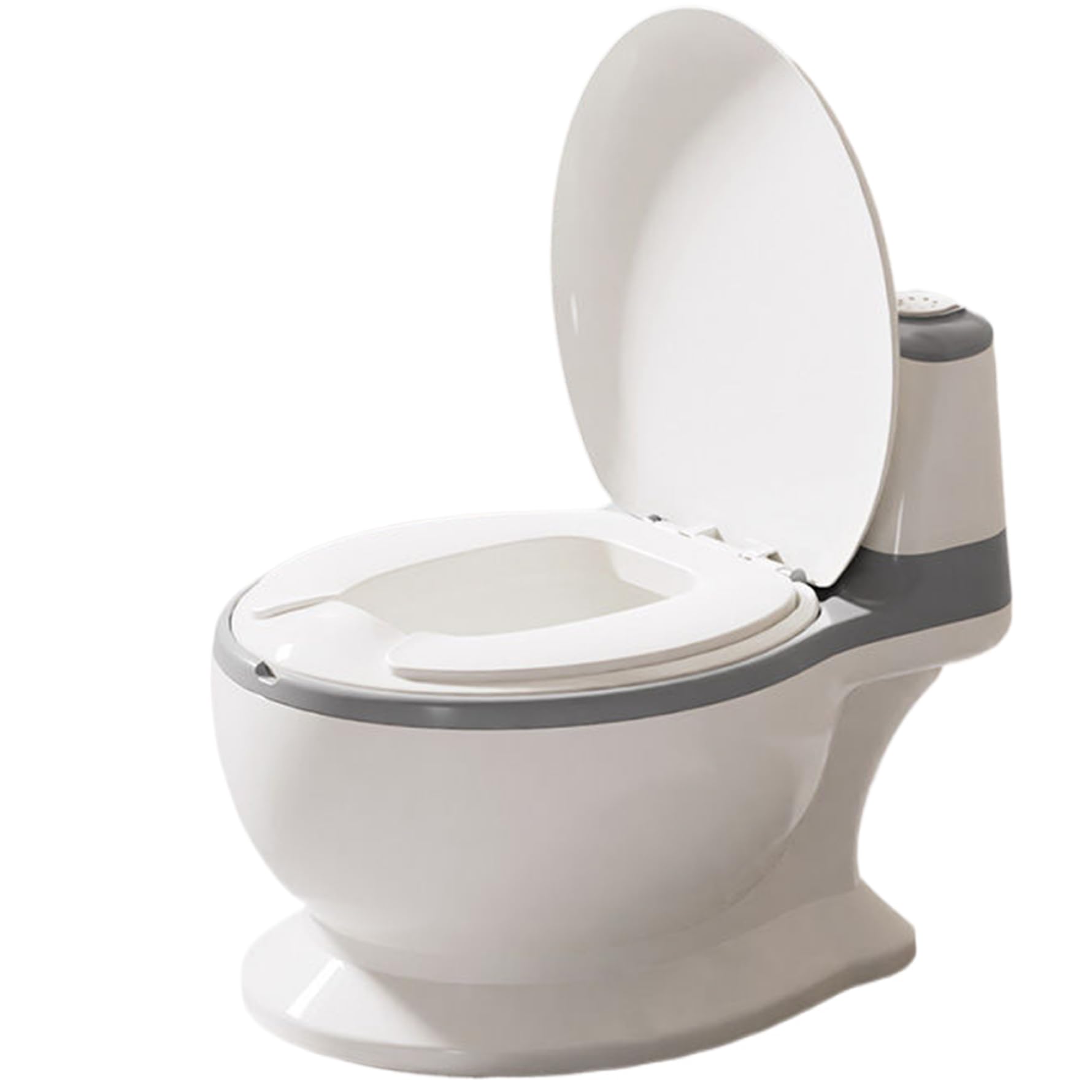 Toilette realistica per usare il vasino per bambini piccoli con suono di scarico, sedile lavabile staccabile e antispruzzo per ragazzi e ragazze, grigio
