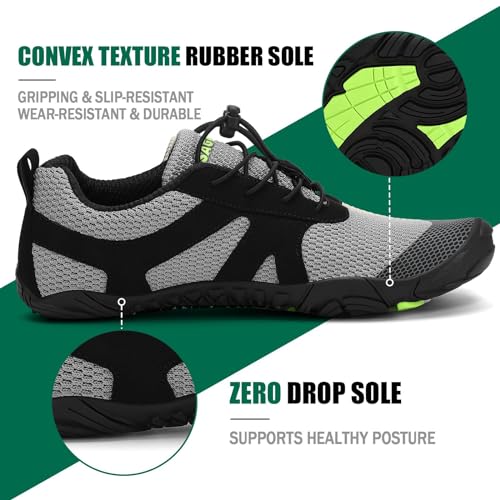 Miniatura 3 de Saguaro Zapatillas Barefoot Hombre Mujer Zapatillas Minimalistas Zapatos Barefoot Calzado Minimalistas Zapatillas De Trail Running Barefoot Shoes Para Zero Drop Suela Acorazado Gris, Gr.41 Eu