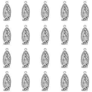 YionZian 60Pcs Metal Oval Cruz Del Perdon Catolica Virgen De Guadalupe Charms Religious De La Virgen Milagrosa Pendant for Diy Mexican Bracelet Jewelry Making