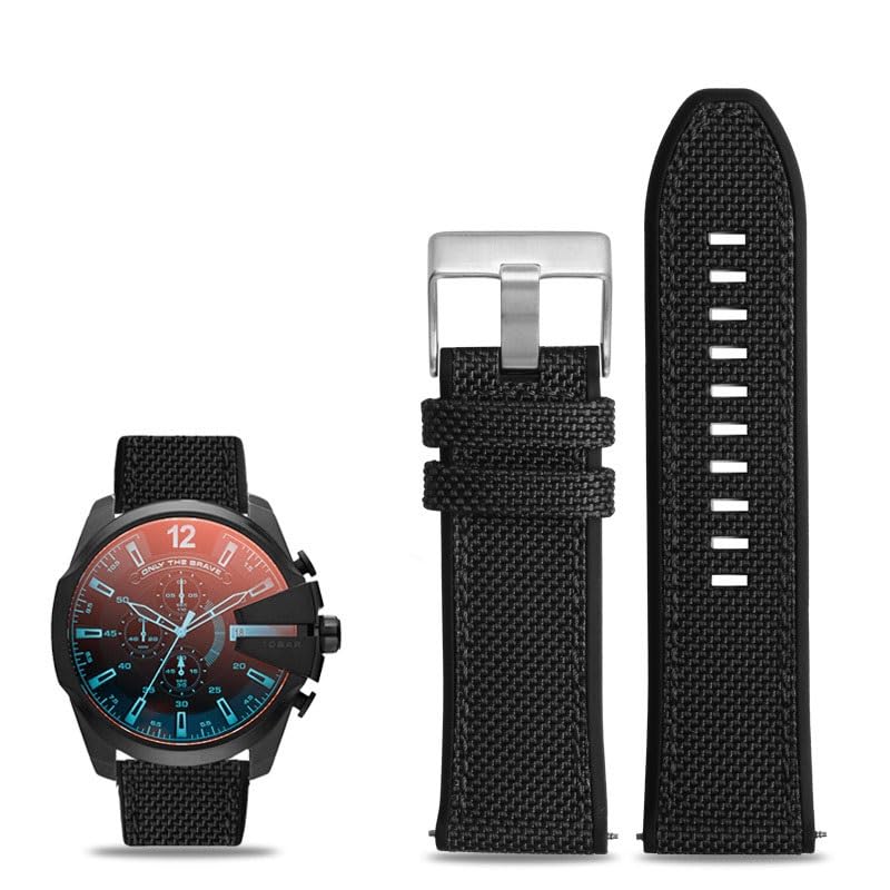 Bracelet montre 26mm nylon silicone anti-rupture pour Diesel DZ7395