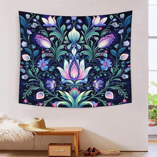 Tapisserie murale tissu fleur effet 3D grand format lavable pour recouvrir un mur de salon