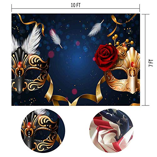 Memety Masquerade Party Backdrop Retro Mask Birthday Photo Background Black Mask Feather Magic Wand Backdrops For Birthday Dance Party Prop Photography Backdrops (10X7Ft) #TOP1