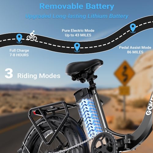 1300W/1800W Folding Electric Bike for Adults, 75-86 Miles
