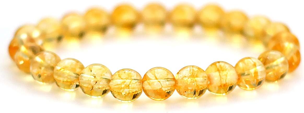 Citrine Bracelet, Natural 8mm Crystal Gemstone, Solar Plexus Chakra Healing (15.5cm)