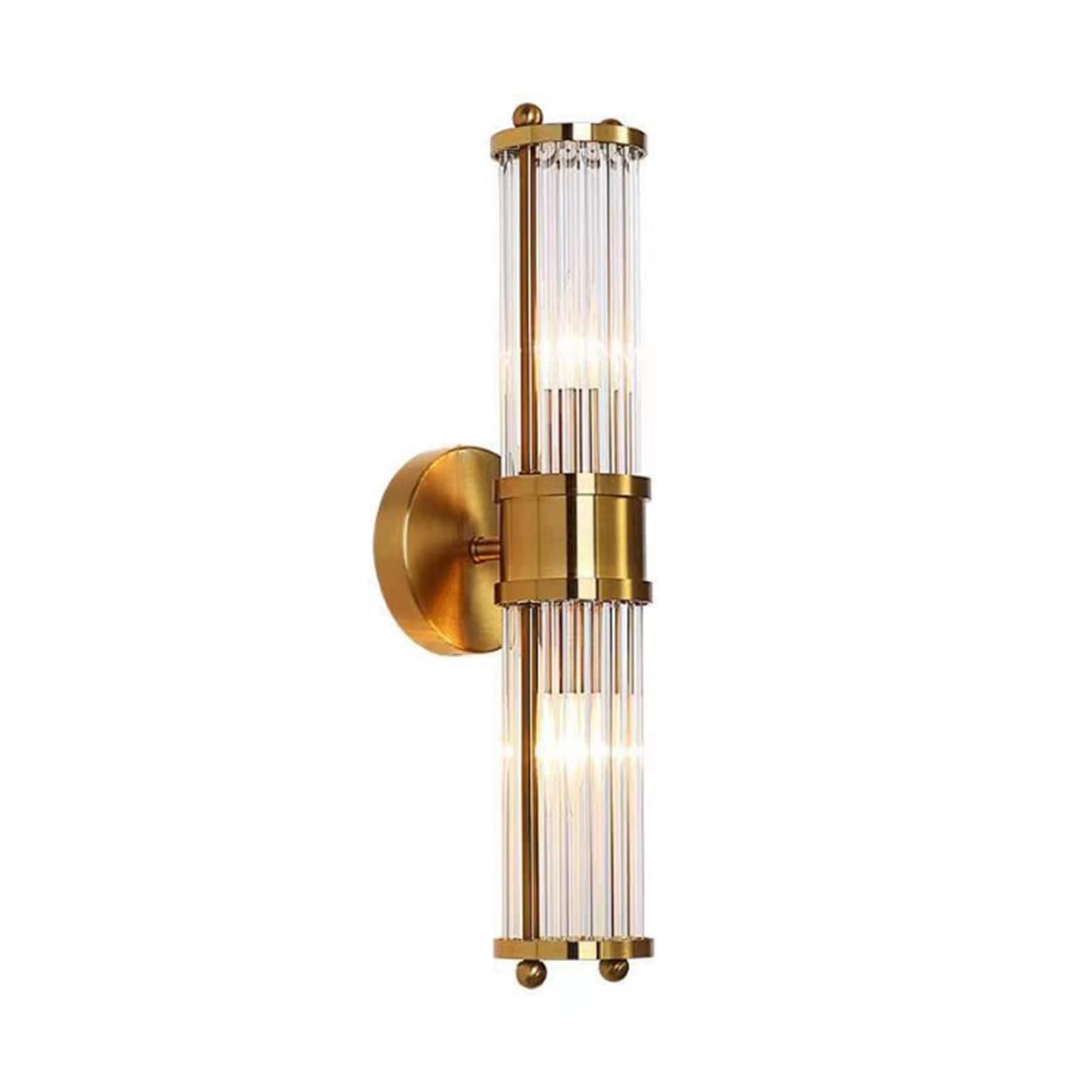 Messing Gold Kristall Wandleuchte,Kristallglas Licht & Gold Sockel Wandlampe,Wandleuchte Innen für Wohnzimmer,Badezimmer (2-flammig)
