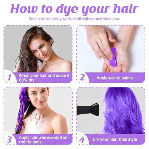 Cera temporal para cabello color púrpura para adolescentes miniatura 5