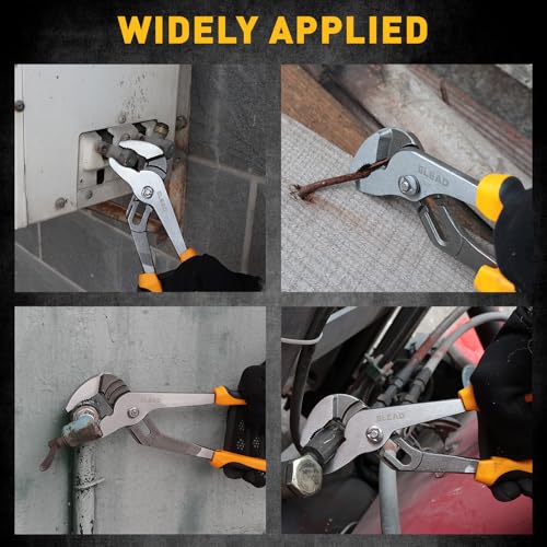 Image of ELEAD 4-Piece Groove Joint Pliers Set, 12 /10 /8 /6 Inch Adjustable Water Pump Pliers with Tool Roll Bag, Tongue and Groove for Home Repair, Gripping, Nuts, Bolts, Pipe & Fittings
