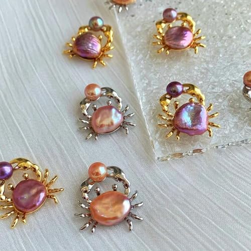 Crab Baroque Pearl Drop Dangle Earrings for Women with Freshwater Pearls Sterling Silver Post | 12mm Pearls | Cancer Astrology Cute Crab Pearl Jewelry for Women Girl | Gift Box4