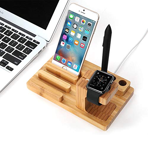 Das Aufladen von Stand Desktop Mobile Phone Stand iPad Tablet Stand Real Bamboo Wood Apple Watch Pad Phone Tablet