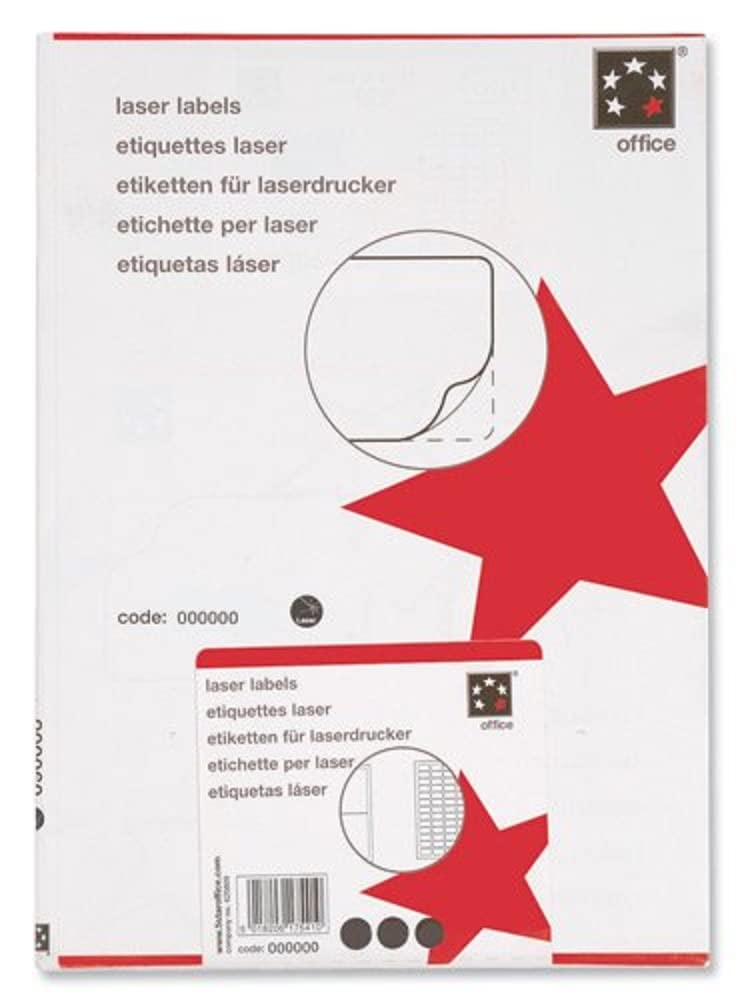 5 Star Sticky Labels White Multipurpose (1800 Pack) Label Stickers Laser Copier Inkjet 63.5x46.6mm
