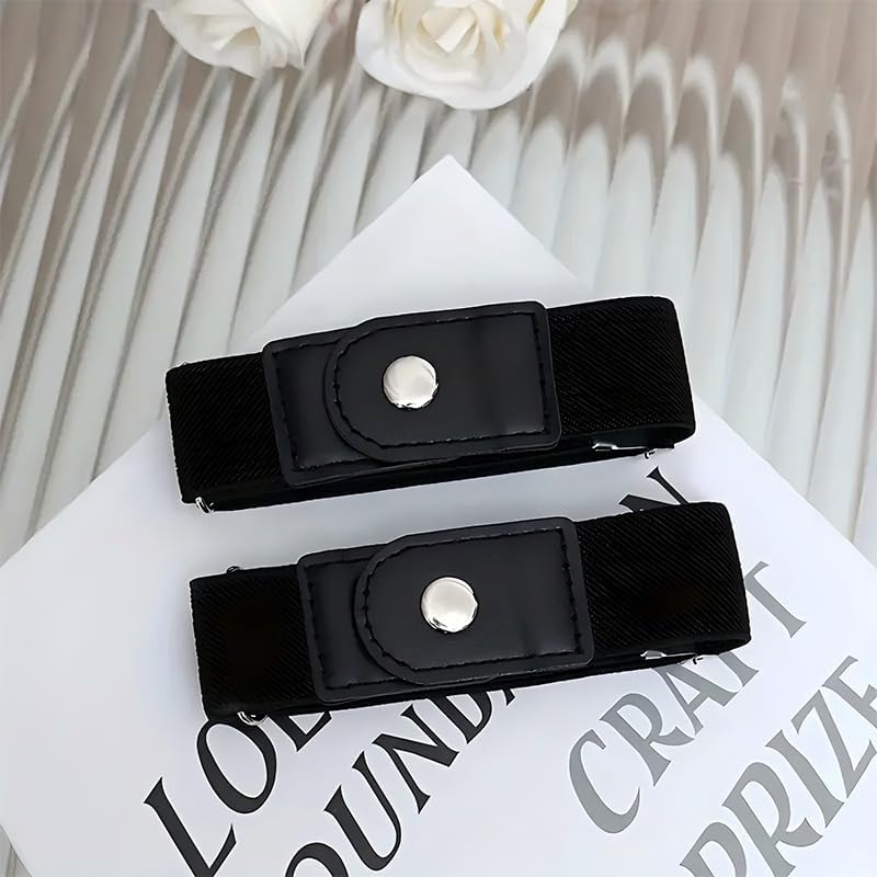 2 Pack No Buckle Elastic Belt - Comfortable Invisible Belt for Men and Women - Stretchy Belts for Jeans Pants
