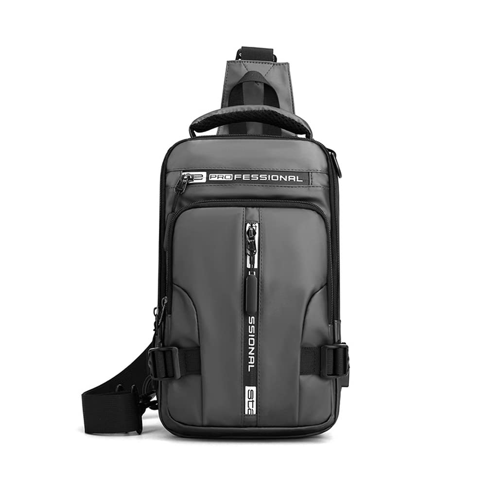 WZCSLM Sling Bag for Men Women Shoulder Backpack Chest Bags Crossbody Daypack with USB Cable for Hiking Camping Outdoor Trip