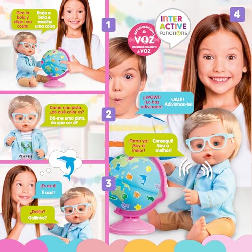 Miniatura 6 de NENUCO ¿Jugamos a Adivinar?, Muñeco Bebé de 35 cm y Cuerpo Duro, Juguete Interactivo con Tecnología de Reconocimiento de Voz, Puede Adivinar lo Que estás Pensando, +3 Años, Famosa (NFN99000)