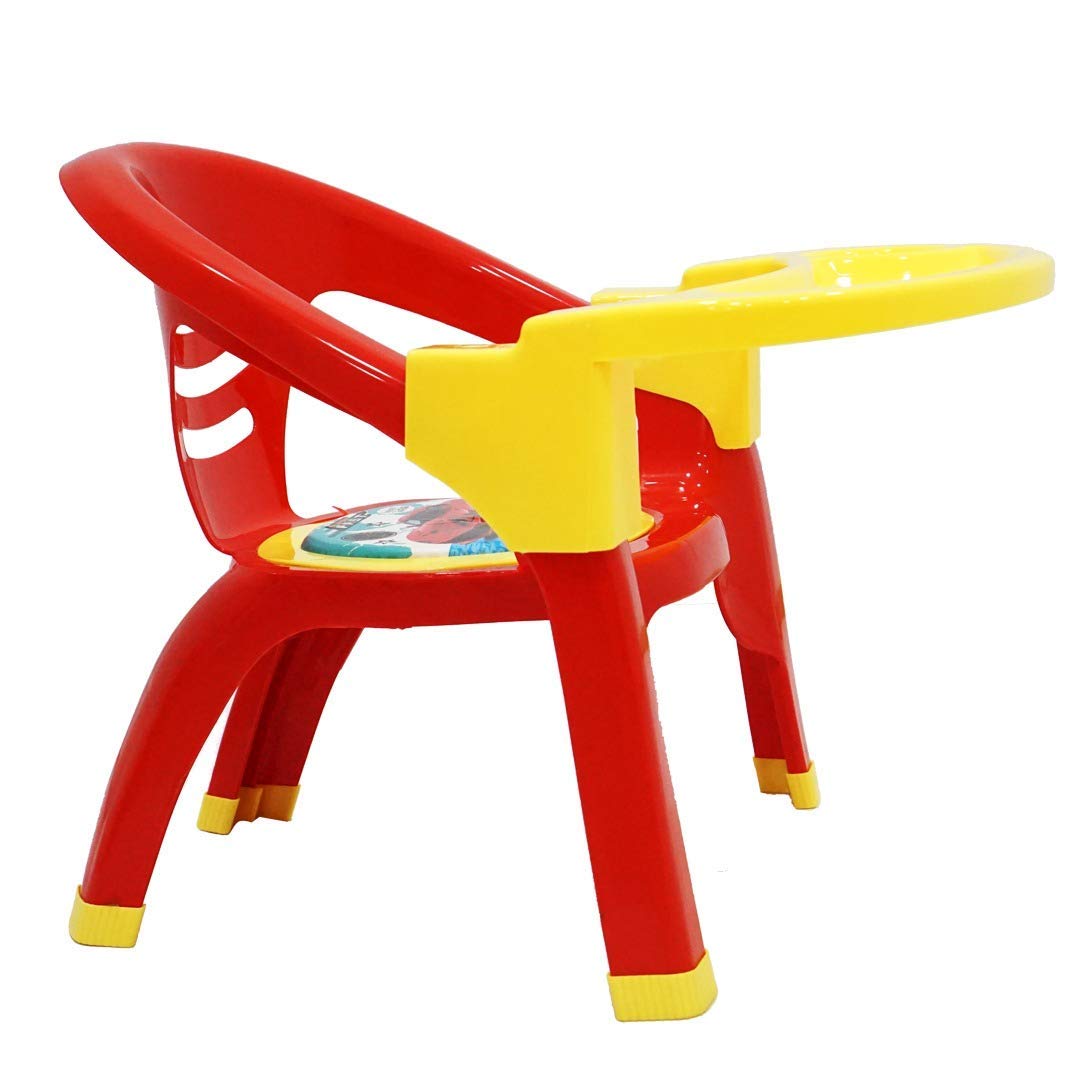 Nabhya Small Baby Chair with Safety Tray and Soft Cushion with Baby Whistle Sound-Random Color (Blue) 4