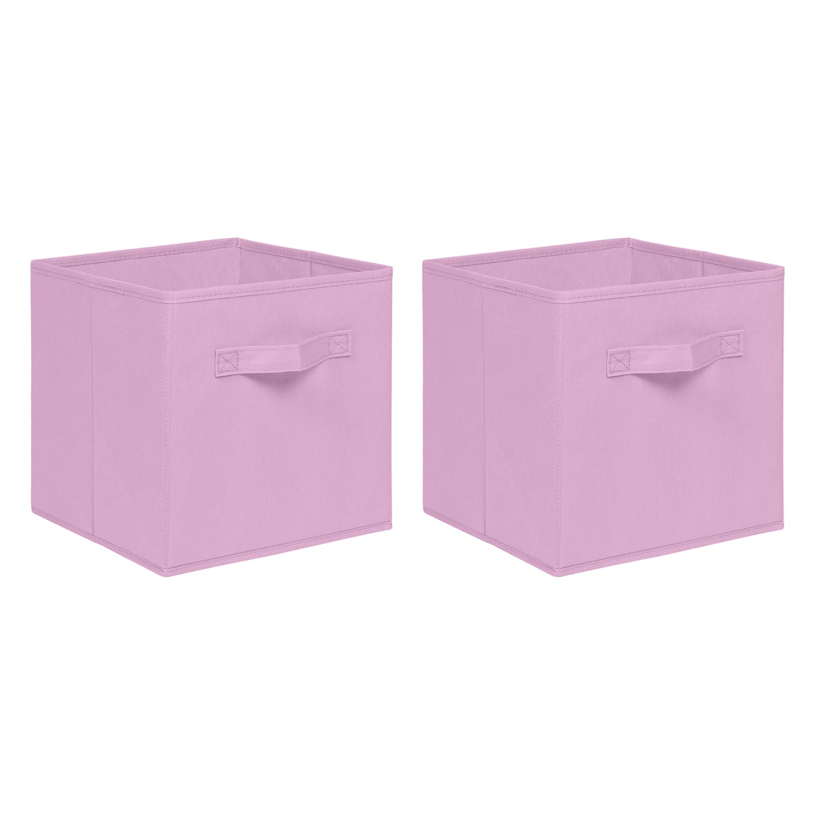 NICEME Foldable Cube Storage Unit Boxes, Non-Woven Fabric Storage Boxes Set, Clothes Drawers for Shelves, 26.5x26.5x28 cm (Pink, Set of 2)