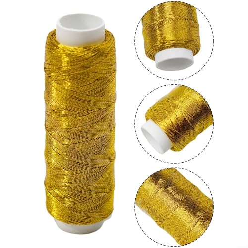 Hilos para coser, hilo brillante plata y oro, 200 m miniatura 3