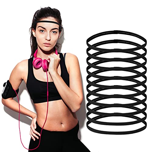 Chstarina 10 Piezas Diadema Deportiva Elásticas Hombre Mujer, Cinta de Pelo Antideslizantes, Bandas de Cabello, Bandas Deportivas para Trotar Correr Fútbol Yoga Entrenamiento