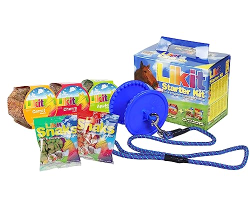 La confezione contiene: 1 supporto per Likit, 1 snack menta ed eucalipto da 100 g, 1 snack mela e cannella da 100 g, e inoltre 1 Likit alla mela, 1 Likit alla carota e 1 Likit alla ciliegia.