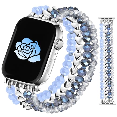 Bracelet de rechange extensible en perles iWatch bleu nuit