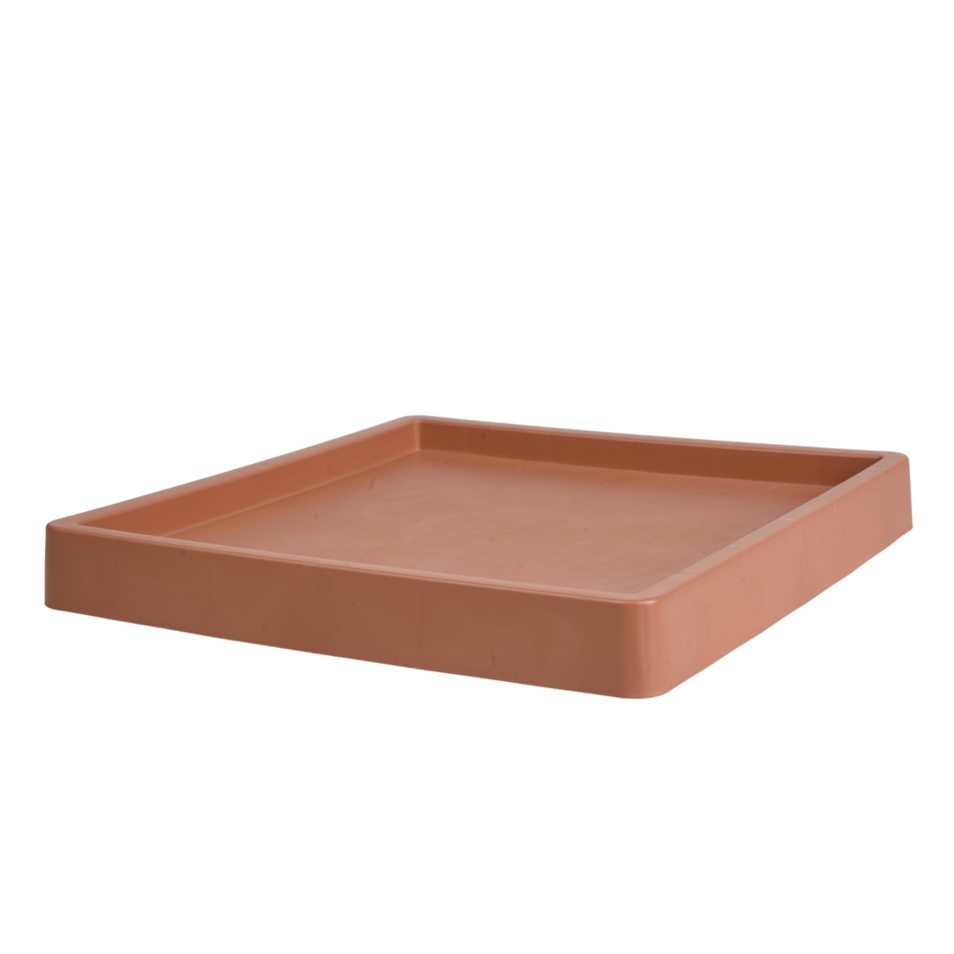 Square Mobile Planter Saucer Flower Pot with Wheels Portable Plant Cart Base with wheels Home Garden Patio Trolley for Plants Lightweight Indoor/Outrdoor suitable (Small - Terracotta)