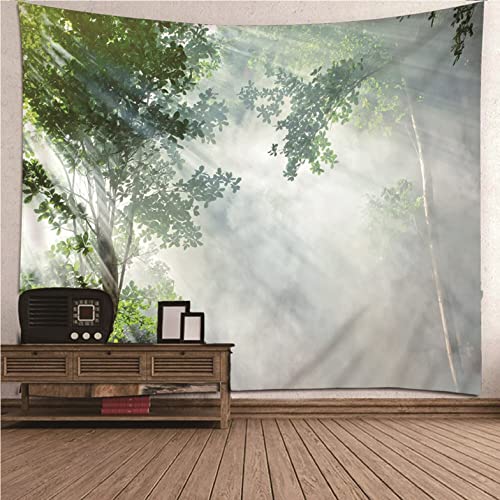 Tapisserie de chambre forêt brumeuse déco murale vintage Isdreem 200x200